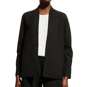 Eileen Fisher Tailored Black Buttonless Collarless Blazer Jacket Duster Medium